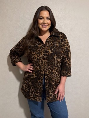 JM Jacket Top Shacket Lagenlook Coastal Cottage Romantic Boho Animal Print 18W