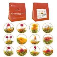LWXLJMJZC-12pcs Individually Wrapped Blooming Tea,Jasmine Flowering , Green