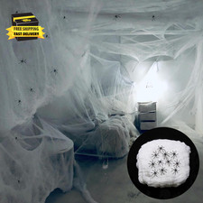 1000 Sqft Spider Webs Halloween Decorations with 50 Extra Fake Spiders, Super St