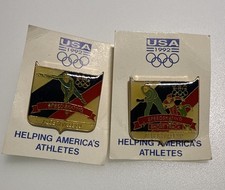 2 Olympic 92 Albertville France Pins Speed Skating & Speed Skating Short Track