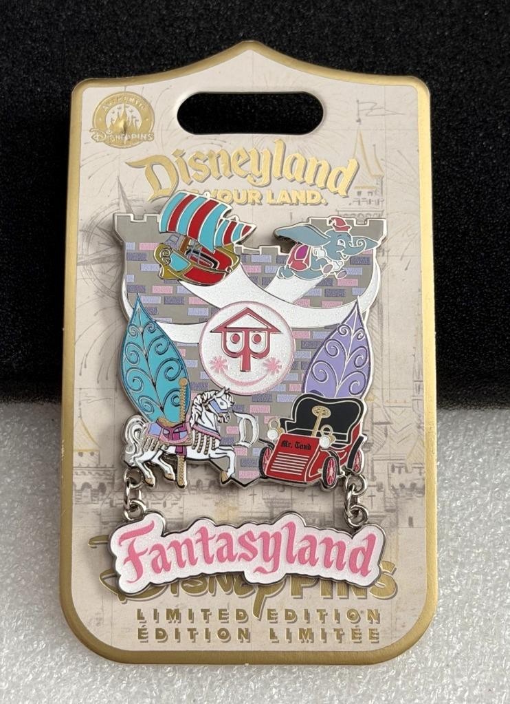 DLR Disneyland is Your Land Fantasyland Mr. Toad Dumbo Dangle Disney LE Pin