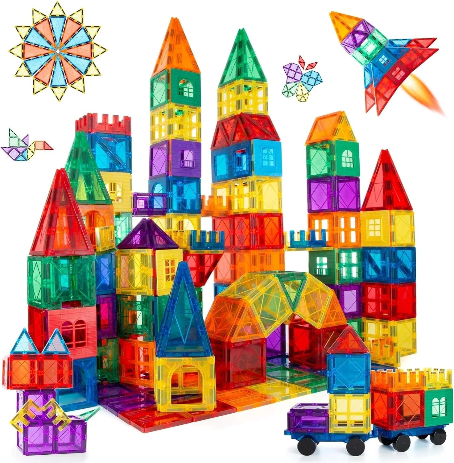 100 Pcs Magna Tiles Clear Colors Magnetic Building Toy Magnet Blocks Kids 3D