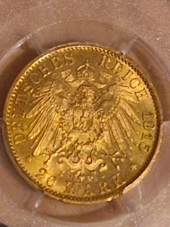 RR - Goldmedaille in 20 Mark Größe - 1915 - Preußen - Waffenbündnis - PP - Bild 4 von 4