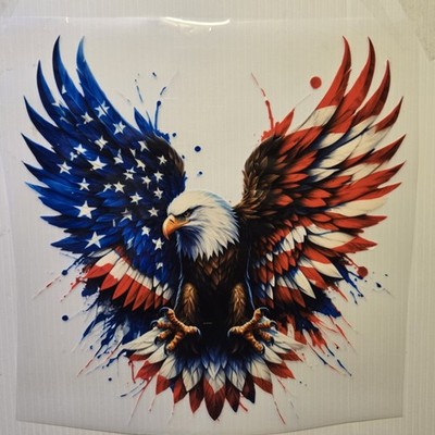 ALL AMERICAN OUTFITTERS RED WHITE & BLUE SOARING EAGLE USA FLAG SHIRT #0138