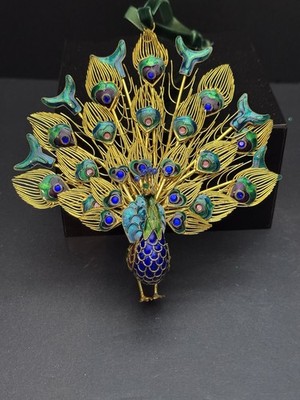 Dillards Cloisonne Peacock Christmas Ornament 