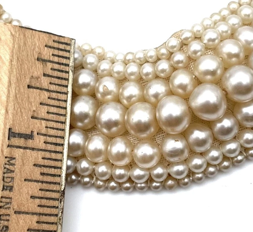 De colección/Cuello con respaldo satinado perla Champayne imitación/Japón 16" buen estado Foto 4 de 4