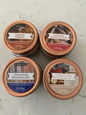 4 Luminescence Candle 3 Oz Carmel Cinnamagic White Birch Coconut Eggnog NEW