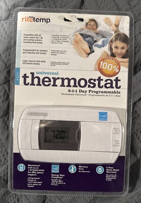 RiteTemp Model #6022 Universal Programmable Thermostat Energy Star New, Sealed!
