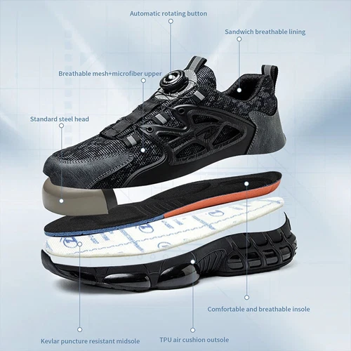 Herren Damen Leichte Arbeitsschuhe Sicherheitsschuhe Stahlkappe S3 Sport Sneaker - Bild 6 von 16