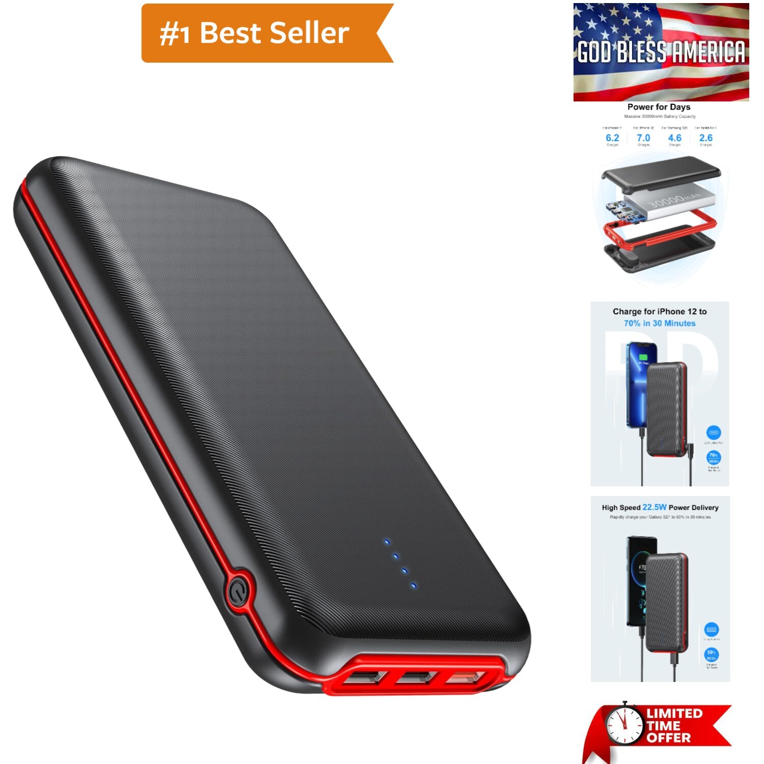 Portable Charger 30000mAh Power Bank with 22.5W Fast Charging for High-Speed Device Charging Anywhere-image