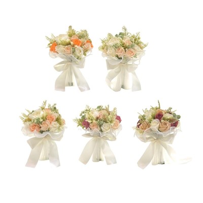 Beautiful Bride Bridesmaid Bouquets Features Artificial Silk Roses Peony