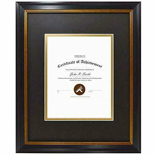 11x14 Diploma/Certificate Frame with Black Over Gold Double Mat for 7x9 Photos - Picture 2 of 7