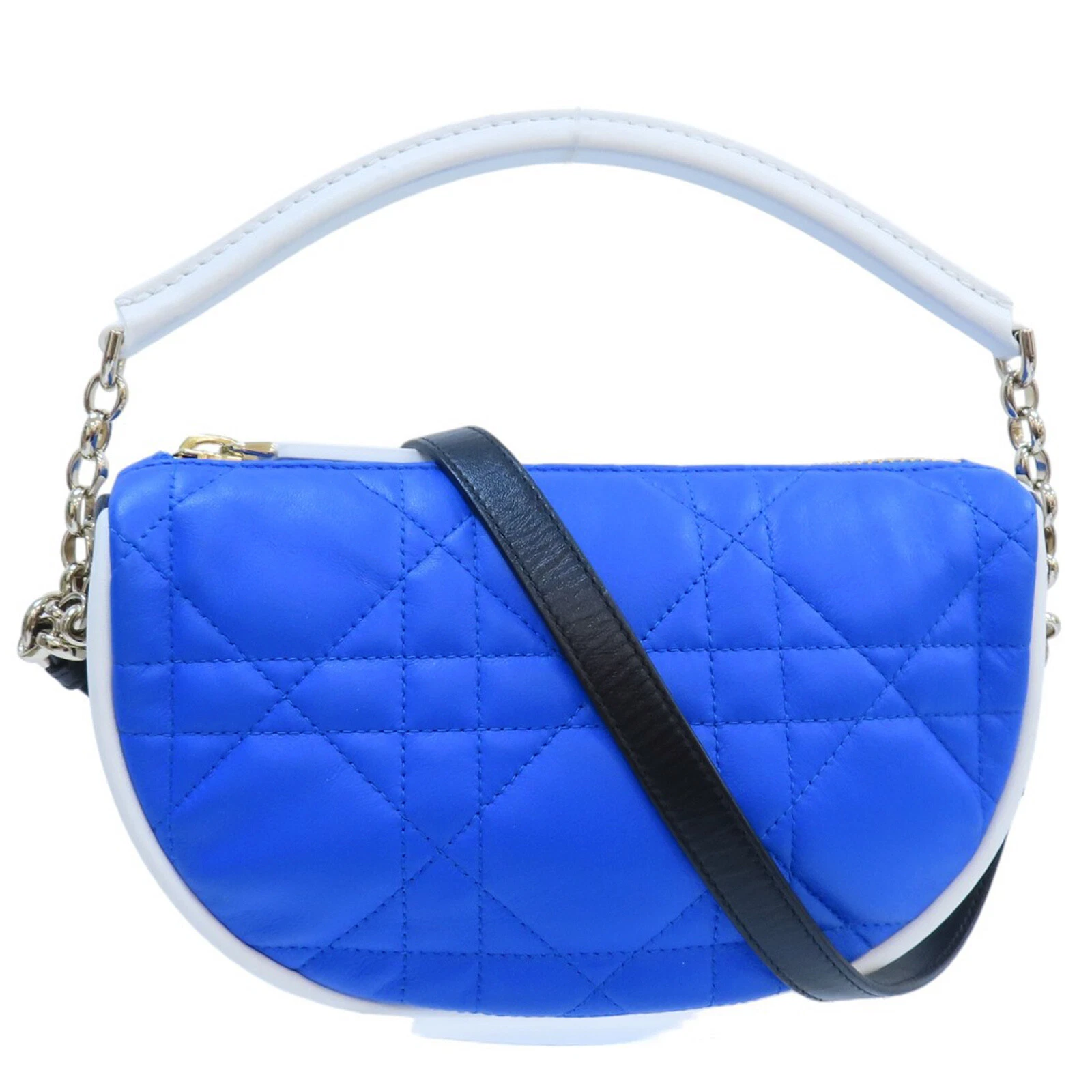 Sac à main épaule Dior Cannage petit Dior Vibe Hobo bleu blanc cuir de veau