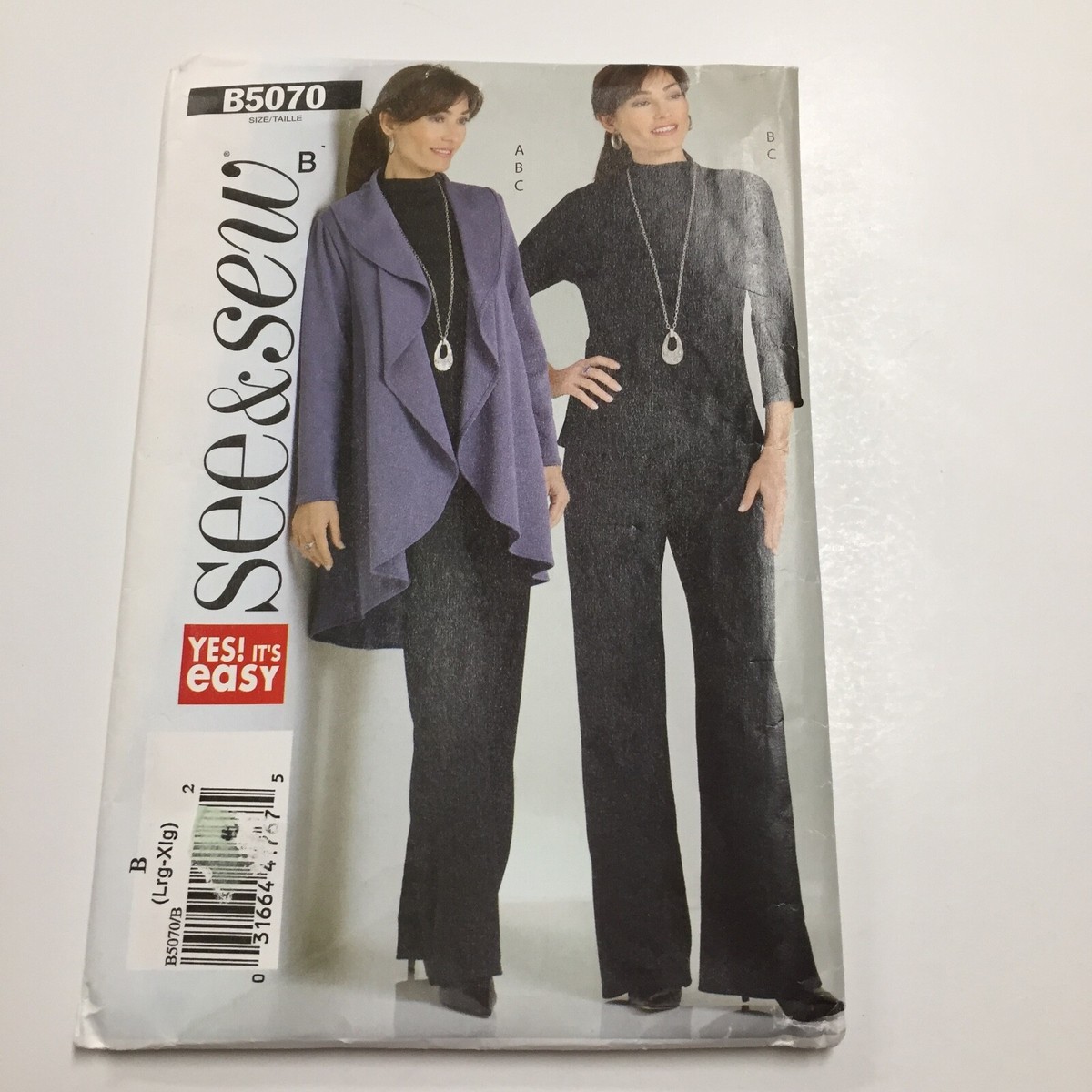 See & Sew 5070 Size Large to XL Jacket Top Pants Stretch Knit CUT