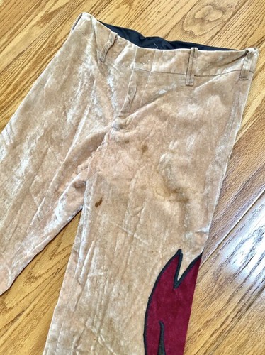VTG 1970s SNIGGIN PIGGIN Glam Rock CRUSHED VELVET FLAME HEAD Appliqué Pants 32 - Picture 7 of 11