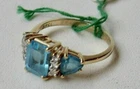 Art Deco Emerald Cut Aquamarine Lab Created Diamond 925 Silver Anniversary Ring