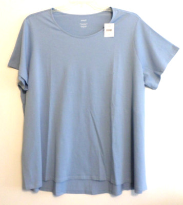 NWT! PURE JILL(J JILL) SS  SCOOP NECK PIMA ELLIPTICAL-2X-BLUEBELL