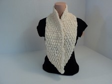 Handcrafted Wrap Cowl Cream Textured 100% Merino Wool Female Adult