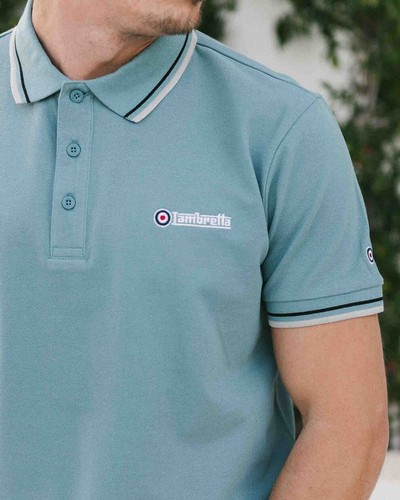 Lambretta Mens Polo Shirt Twin Tipped Lambretta Polo Shirt Sizes M-4XL - Picture 2 of 7