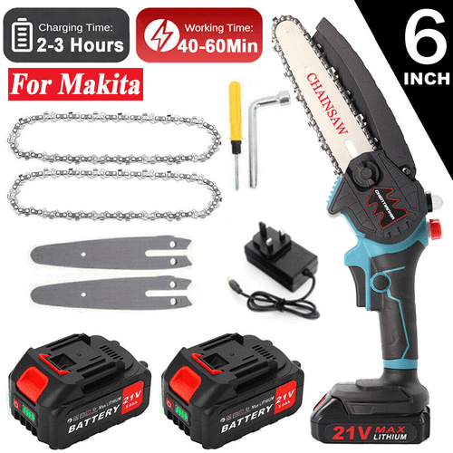 6-Inch Mini Chainsaw Woodworking Electric Chainsaw Hand Saw Cutter W/Accessories - Picture 15 of 17