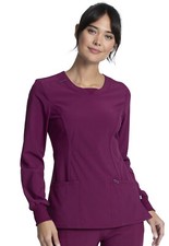 Wine Cherokee Scrubs Infinity Long Sleeve Round Neck Top CK781A WNPS