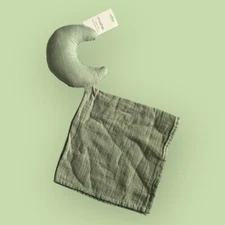 MUSHIE 100% Organic Cotton Muslin MOON Security Blanket Green Lovey