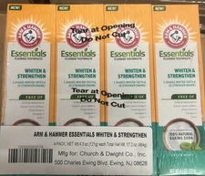 ARM & HAMMER Essentials Whiten & Strengthen Fluoride Toothpaste-4 Pack of 4.3oz 
