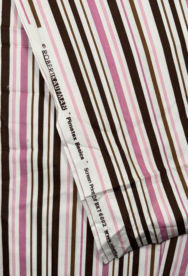 ROBERT KAUFMAN Pimatex Basics BKT 6002 Pink Brown Stripes  34" x 44" - Image 2 of 4