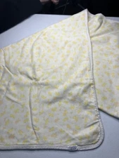 Vtg Carters Yellow White Orange Receiving Blanket 36x36 Bunny Cat Squirrel
