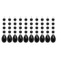 Teardrop Crystal Chandelier, 10 Pack 125mm Length Prisms Part, Black