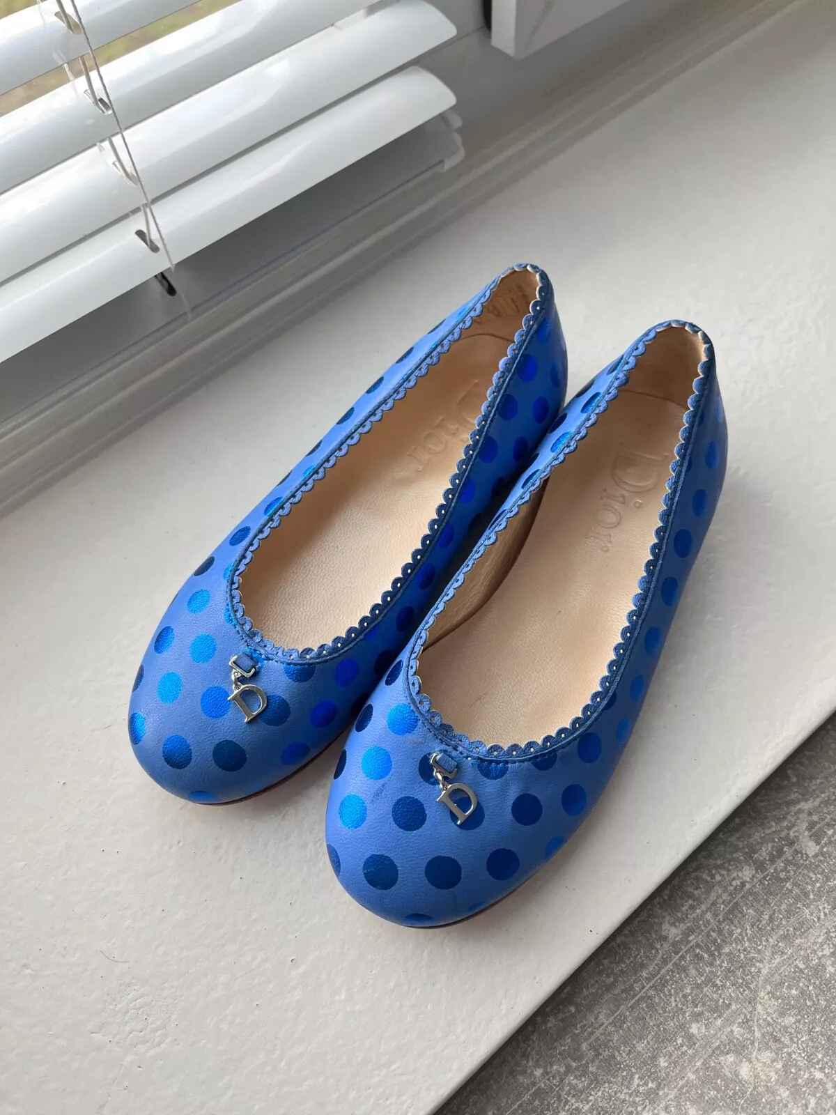 Ballerines Dior enfant cuir nubuck à pois taille 27/17 cm