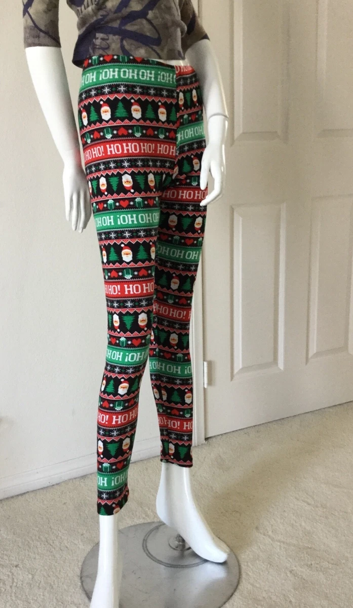 No Boundaries Gray Santa Claus Christmas Leggings, Junior Size