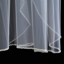 Bridal Veil One tier pearl Trim Edge Fingertip Bridal veil