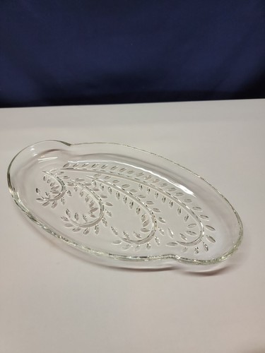 Vintage Serving Dish Relish Tray Glassware Swirl Pattern