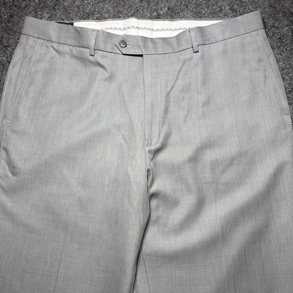 Saddlebred Dress Pants Mens 40x30 Gray Cuff Ankle Straight Legs Stylish - Image 2 of 4