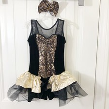 Creations by Cicci Womens Black Gold Biketard Tutu Dance Costume SA Small Adult