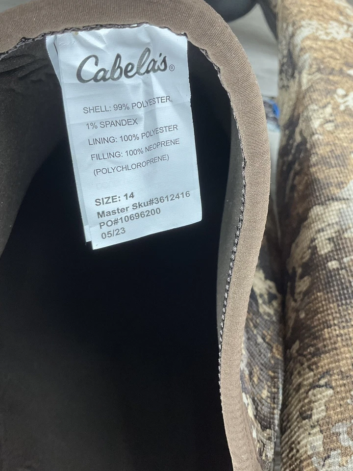 CABELAS Neoprene Hip Waders Camo Mens Size 14 Waterproof Thinsulate - Image 4 of 4