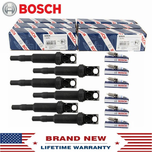 6x OEM Bosch Ignition Coil &6 Spark Plug For BMW 325i 328i 525 528 530 535 X3 X5