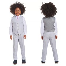 Nautica Boys 4-PC Windowpane Vest Set Formal Dressy Wedding Church SIZE 4 5 6 7