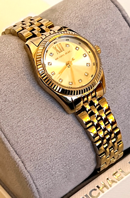 MICHAEL KORS 時計 Michael Kors Gold Metal Band Crystal Face Watch | Belk