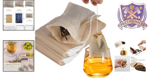 600 Pcs Biodegradable Drawstring Tea Filter Bags for Loose Leaf Tea - Natural - Picture 2 of 8