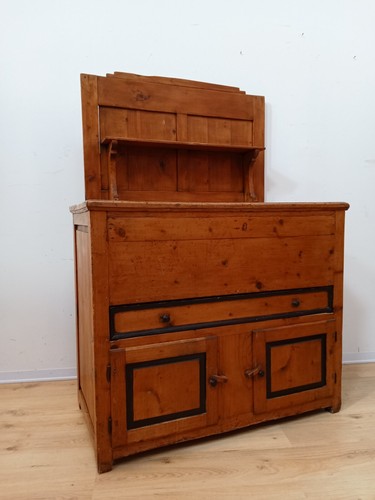 Credenza madia in abete rustica con piattaia - piano apribile - fine 800 - Foto 9 di 15