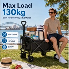Heavy Duty Foldable Beach Trolley 150KG 5" Solid Wheels 150L Storage Camping