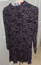 Loft  Dress Floral, Black, Knee Length, Long Sleeve Size 4