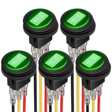 Daiertek round Toggle Switch Green LED [UL Listed] 12V 20A Waterproof Rocker
