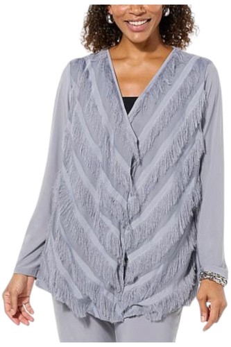 Antthony Women's Eyelash Knit Jacket Silver - Picture 1 of 1