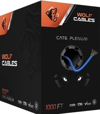 Wolf Cables Cat6 Plenum 1000ft 550MHz 234AWG Ethernet Cabling Blue Color