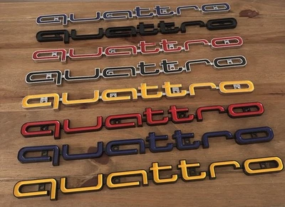Quattro Badge For Honeycomb Front Grill Red Yellow Black Blue Chrome & 4 Screws - Image 1 of 4