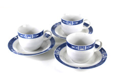 SET 3 TAZZINE da CAFFÈ TOGNANA in Porcellana Bianca e Blu Design Vintage Italy