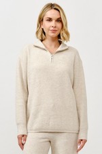 Zip Up Pullover Sweater and Wide Pants Set
